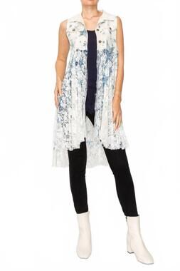 NEW ORIGAMI faux suede vest with lace layer in white